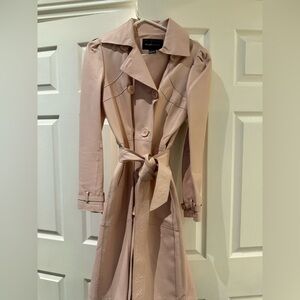 Moda International Women's Pink Leather Trench Coat